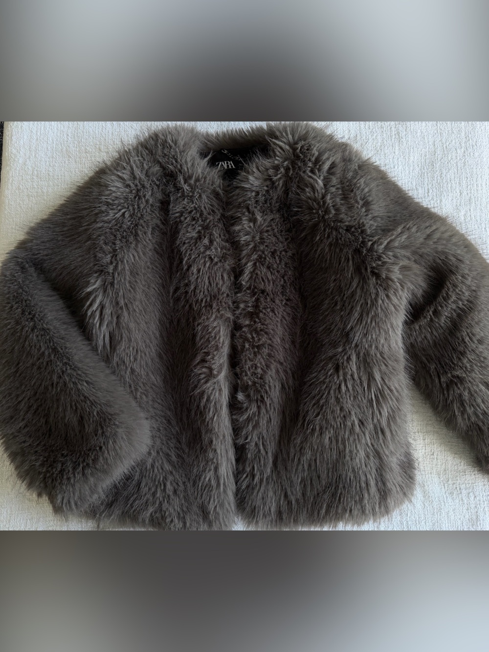 Zara Gray Faux Fur Cape Jacket